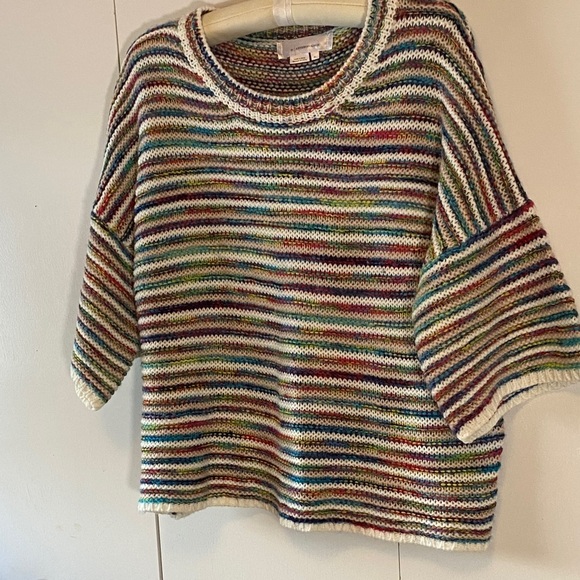 Anthropologie Sweaters - Anthropologie Multicolor Striped Crew Neck Sweater